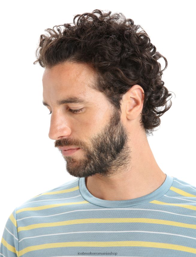 Icebreaker îmbrăcăminte albastru astral/vară bărbați tricou cu dungi cu mânecă scurtă merino wave DL46T19
