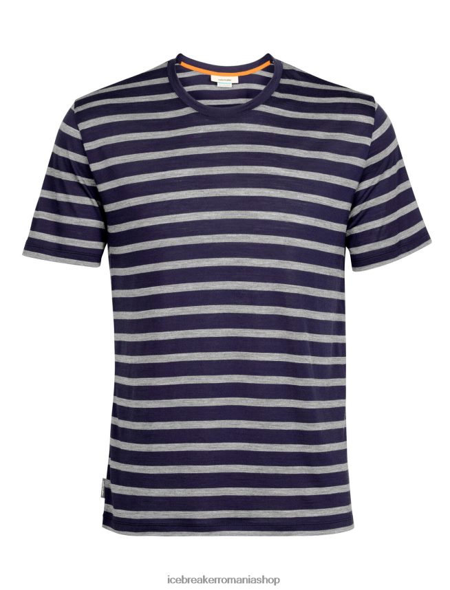 Icebreaker îmbrăcăminte bleumarin la miezul nopții/gritstone heather bărbați tricou cu mânecă scurtă merino drayden dungă DL46T397