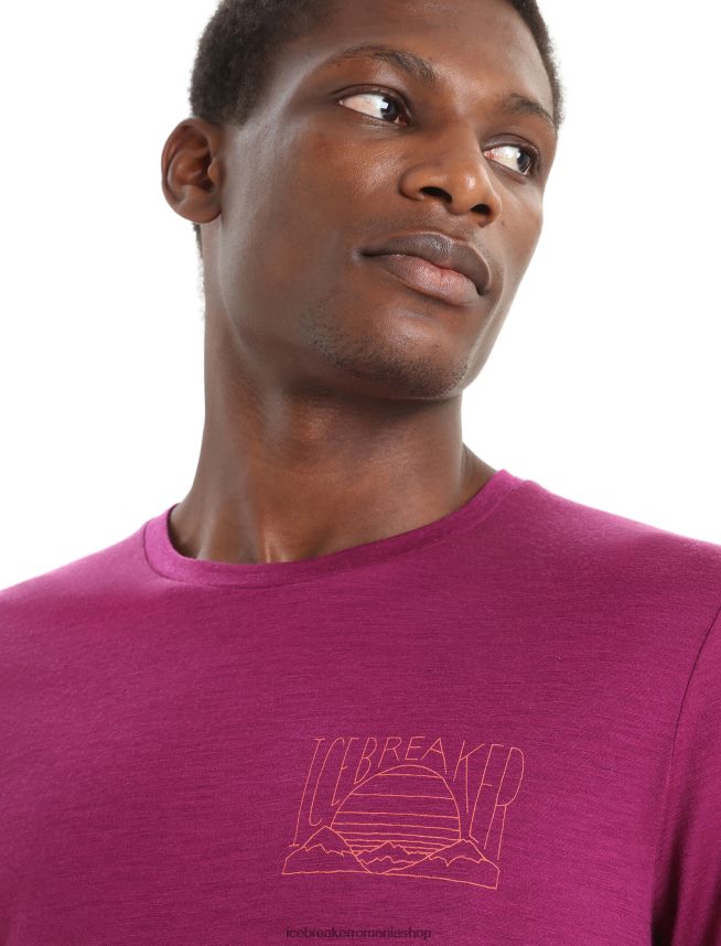 Icebreaker îmbrăcăminte du-te boabe bărbați tricou cu mânecă scurtă merino tech lite ii apus de soare de munte DL46T82