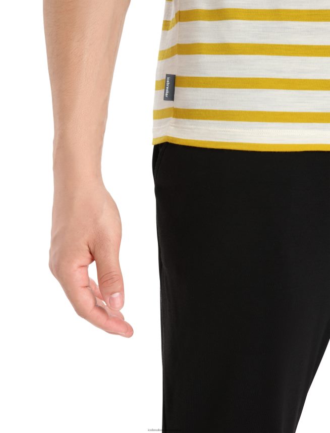 Icebreaker îmbrăcăminte ecru erica/aur tăcut bărbați tricou cu mânecă scurtă merino drayden dungă DL46T396