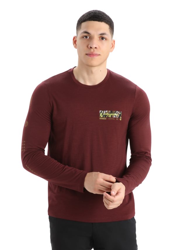 Icebreaker îmbrăcăminte espresso bărbați tricou cu mânecă lungă merino tech lite ii summit tread DL46T379