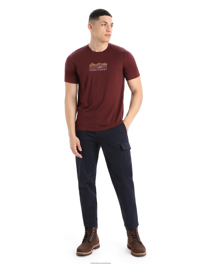 Icebreaker îmbrăcăminte espresso bărbați tricou cu mânecă scurtă merino tech lite ii geologie montană DL46T382