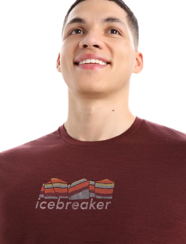 Icebreaker îmbrăcăminte espresso bărbați tricou cu mânecă scurtă merino tech lite ii geologie montană DL46T382
