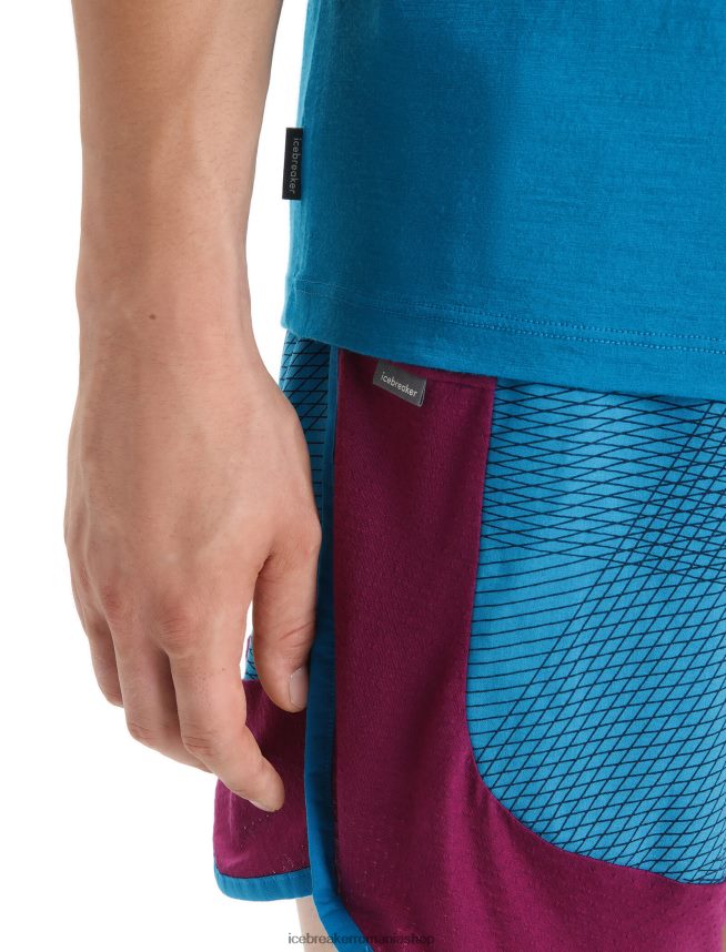 Icebreaker îmbrăcăminte geo albastru bărbați merino tech lite ii tricou cu maneca scurta cadence paths DL46T57