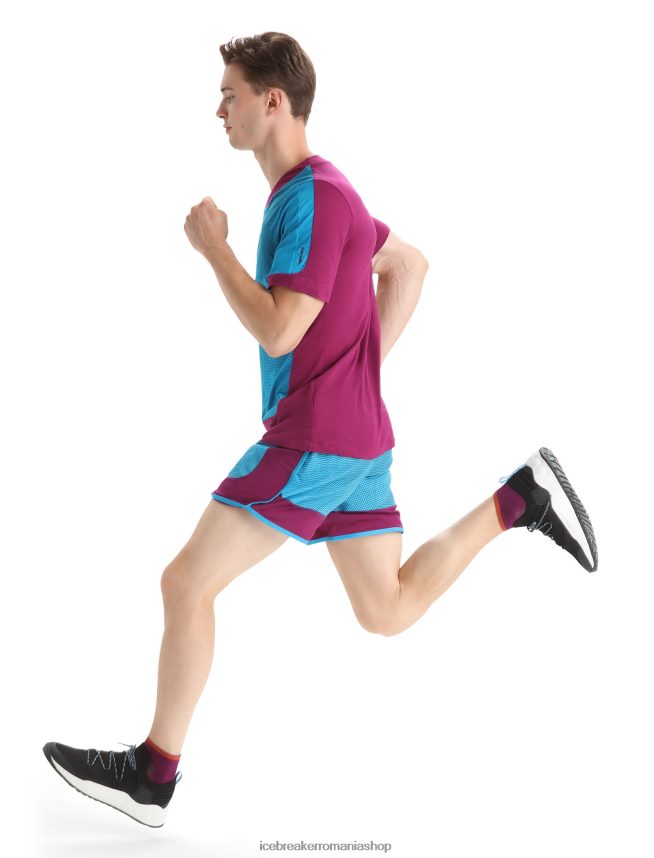 Icebreaker îmbrăcăminte geo blue/go berry bărbați tricou zoneknit merinos cu maneca scurta geodezic DL46T63