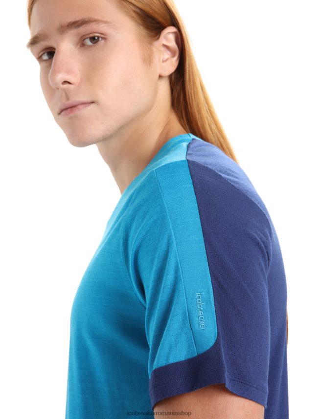 Icebreaker îmbrăcăminte geo blue/royal navy bărbați tricou zoneknit merinos cu maneca scurta DL46T71