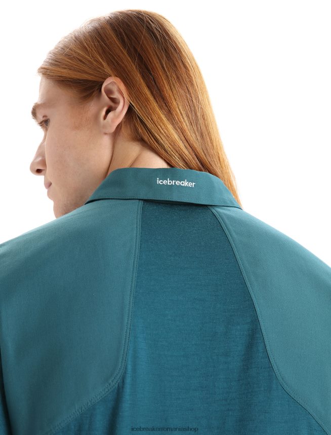 Icebreaker îmbrăcăminte glorie verde bărbați top cu mânecă scurtă merino hike DL46T86