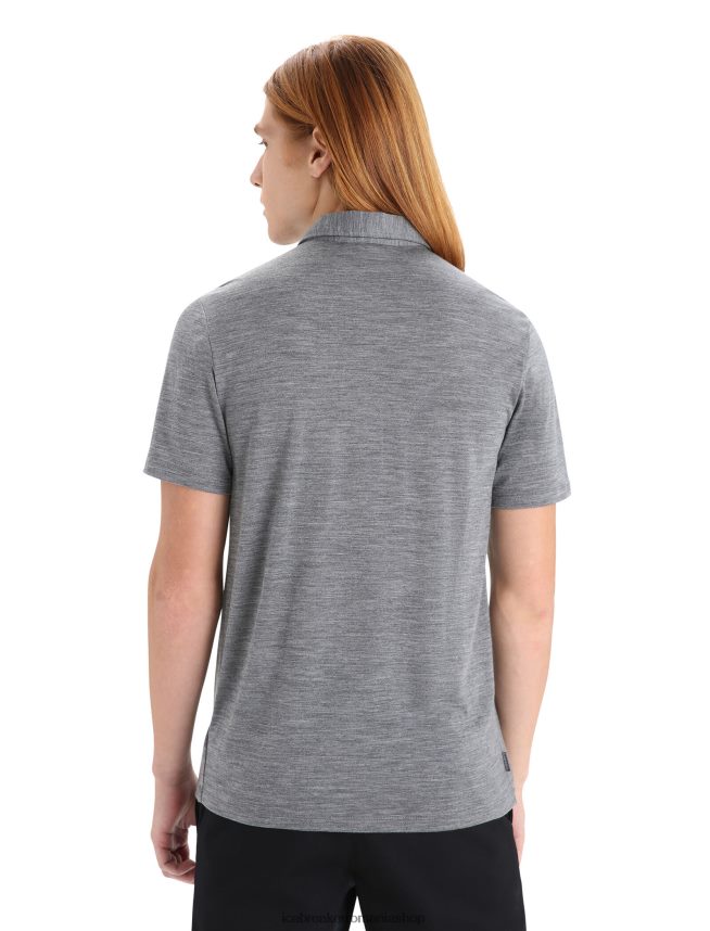 Icebreaker îmbrăcăminte gritstone heather bărbați polo cu mânecă scurtă din merino Drayden DL46T12