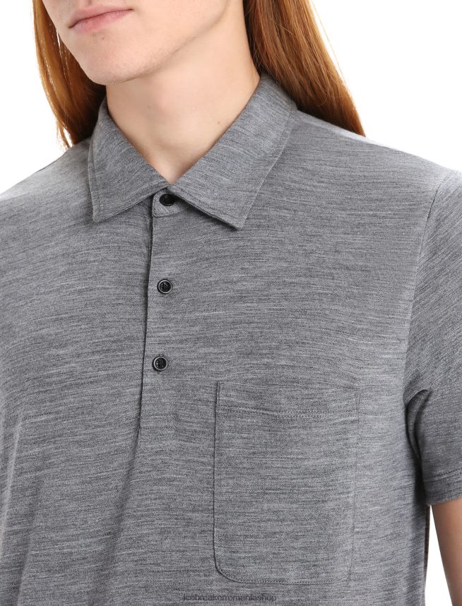 Icebreaker îmbrăcăminte gritstone heather bărbați polo cu mânecă scurtă din merino Drayden DL46T12