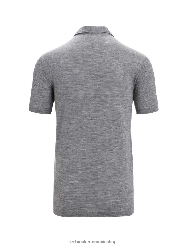 Icebreaker îmbrăcăminte gritstone heather bărbați polo cu mânecă scurtă din merino Drayden DL46T12