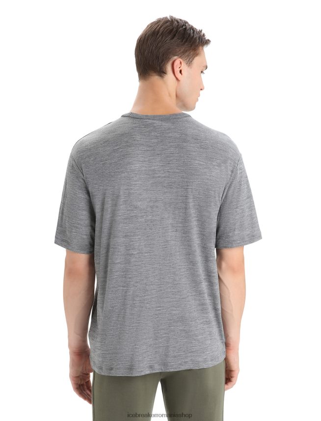 Icebreaker îmbrăcăminte gritstone heather bărbați tricou cu buzunar cu mânecă scurtă merino granary DL46T18