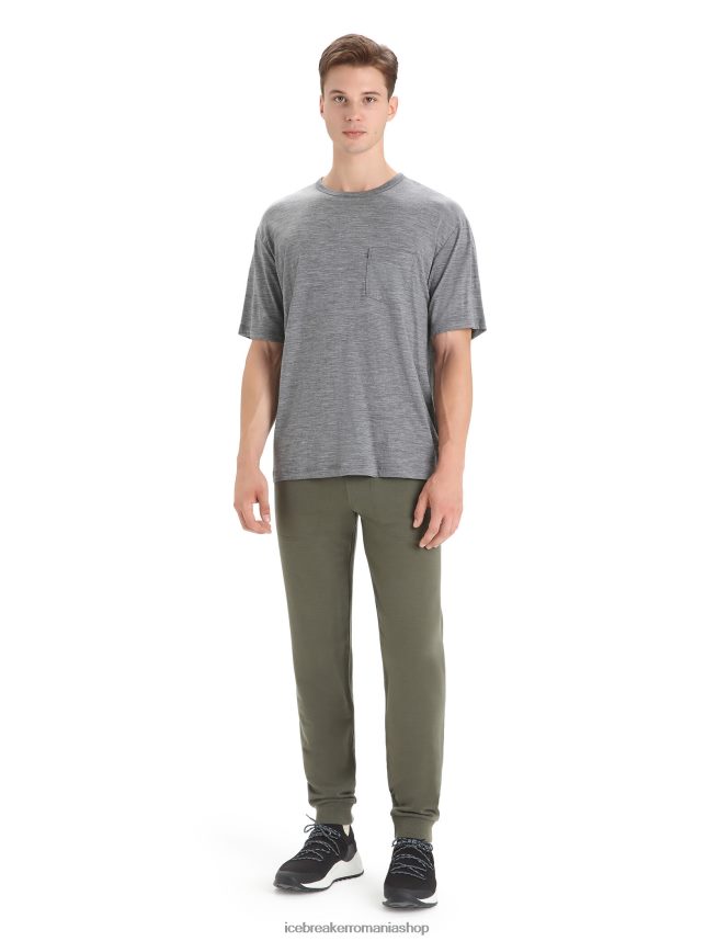 Icebreaker îmbrăcăminte gritstone heather bărbați tricou cu buzunar cu mânecă scurtă merino granary DL46T18