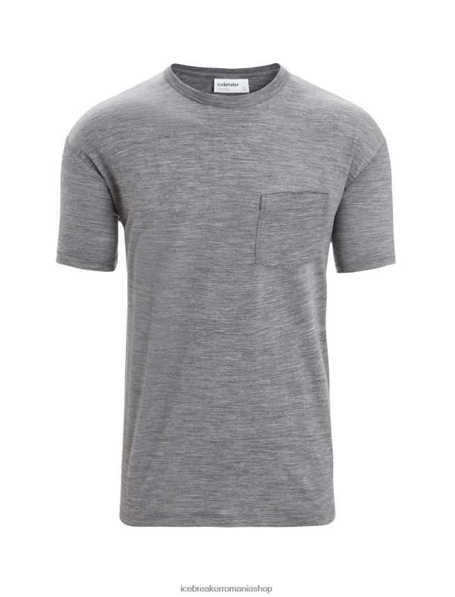 Icebreaker îmbrăcăminte gritstone heather bărbați tricou cu buzunar cu mânecă scurtă merino granary DL46T18