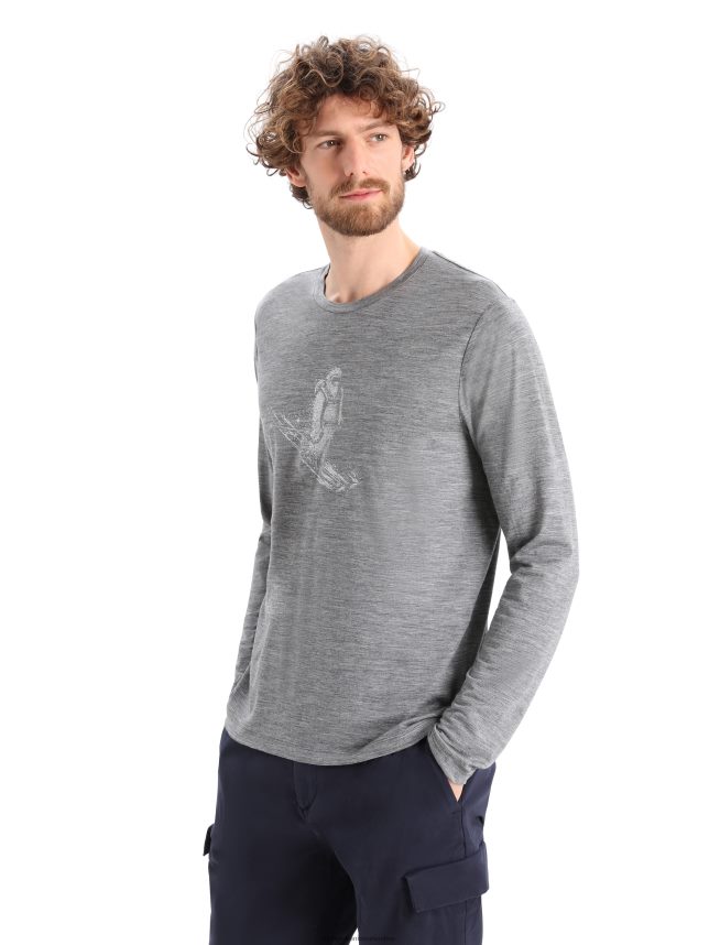 Icebreaker îmbrăcăminte gritstone heather bărbați tricou cu mânecă lungă merino tech lite ii ski yeti DL46T342