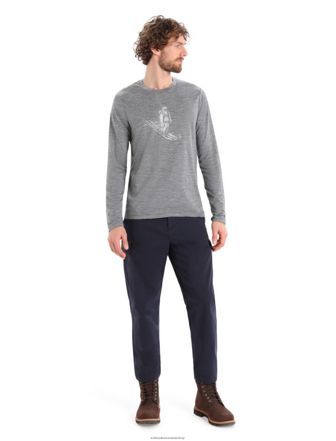 Icebreaker îmbrăcăminte gritstone heather bărbați tricou cu mânecă lungă merino tech lite ii ski yeti DL46T342