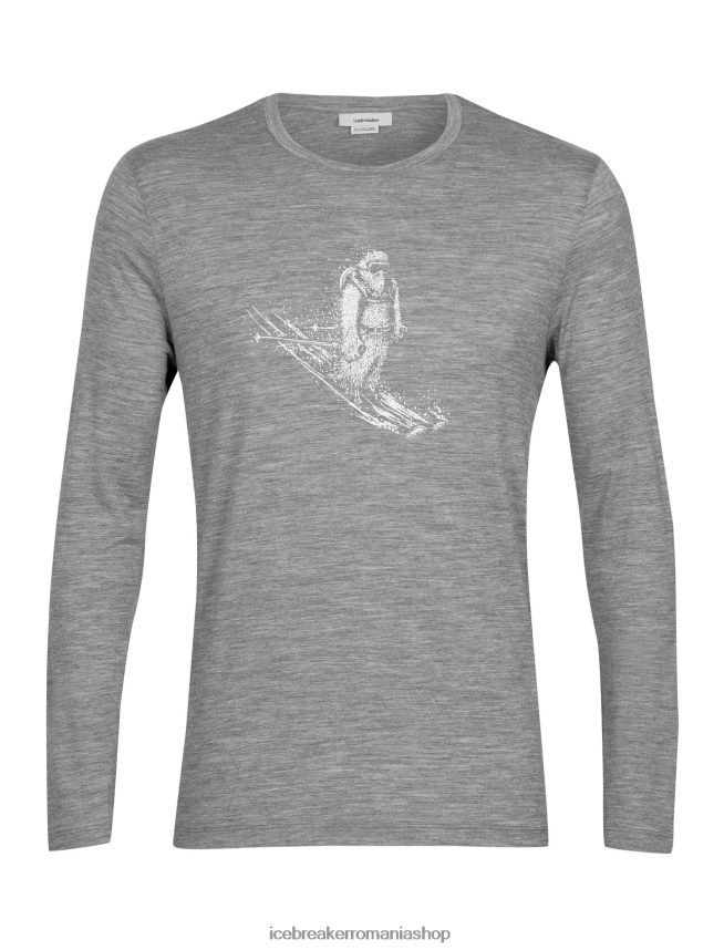 Icebreaker îmbrăcăminte gritstone heather bărbați tricou cu mânecă lungă merino tech lite ii ski yeti DL46T342