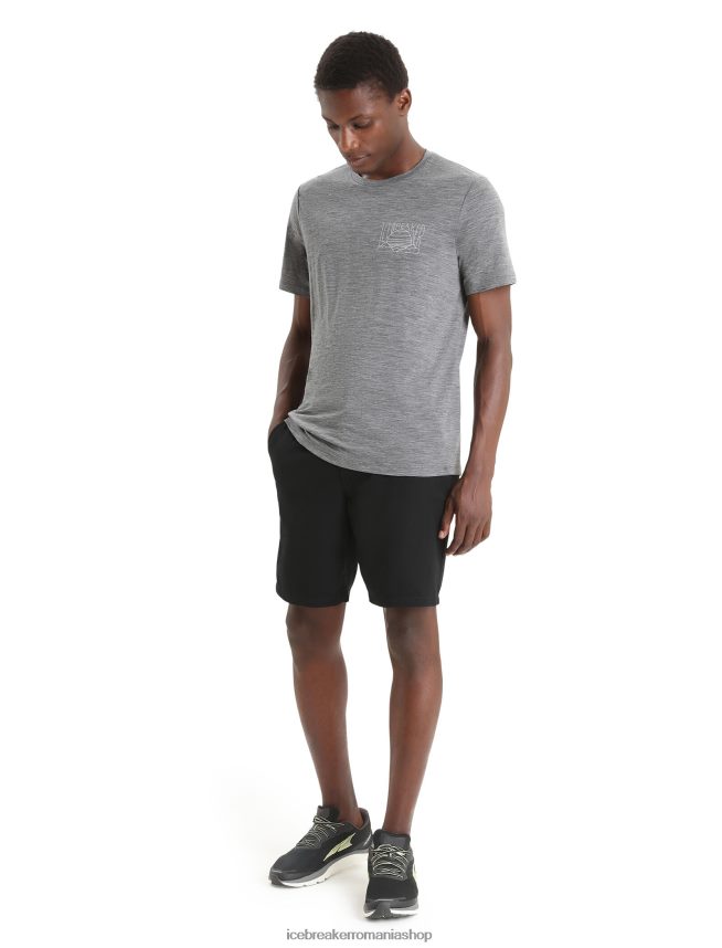 Icebreaker îmbrăcăminte gritstone heather bărbați tricou cu mânecă scurtă merino tech lite ii apus de soare de munte DL46T83