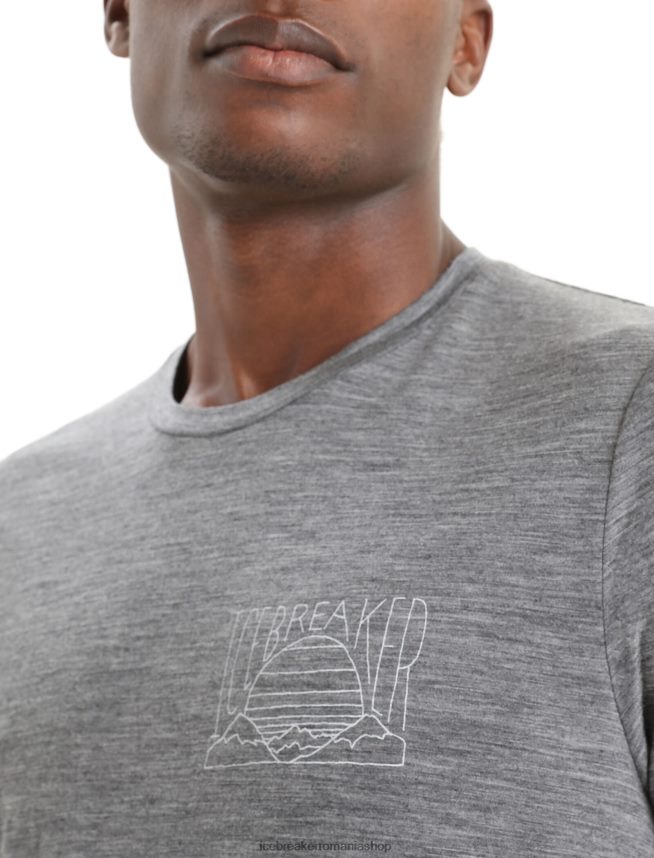 Icebreaker îmbrăcăminte gritstone heather bărbați tricou cu mânecă scurtă merino tech lite ii apus de soare de munte DL46T83
