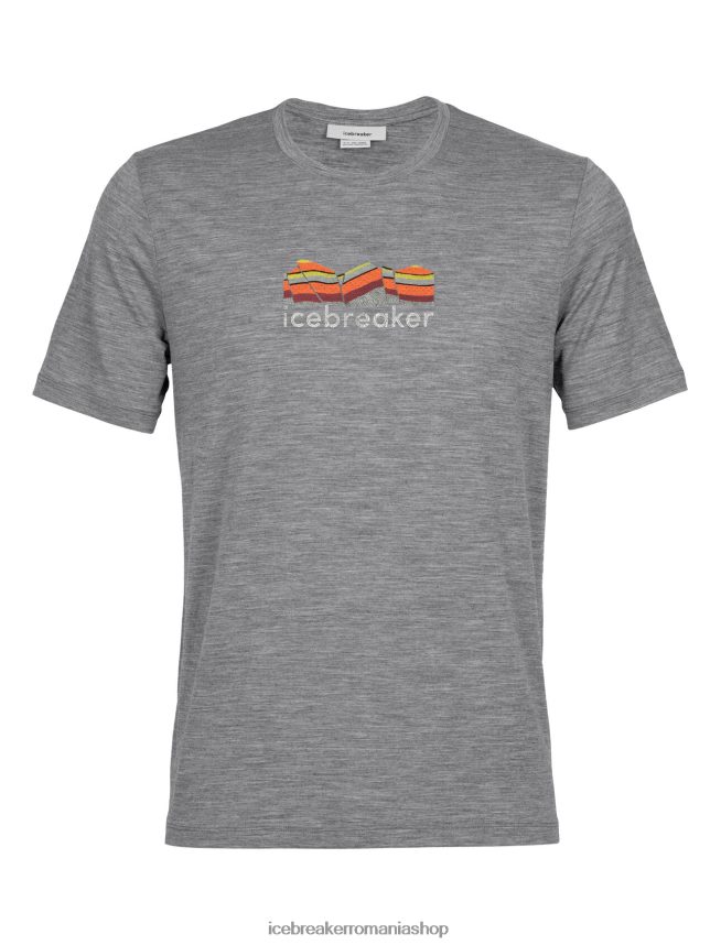 Icebreaker îmbrăcăminte gritstone heather bărbați tricou cu mânecă scurtă merino tech lite ii geologie montană DL46T383