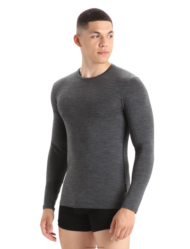 Icebreaker îmbrăcăminte jet heather bărbați tricou crewe cu mânecă lungă din merino anatomica DL46T2