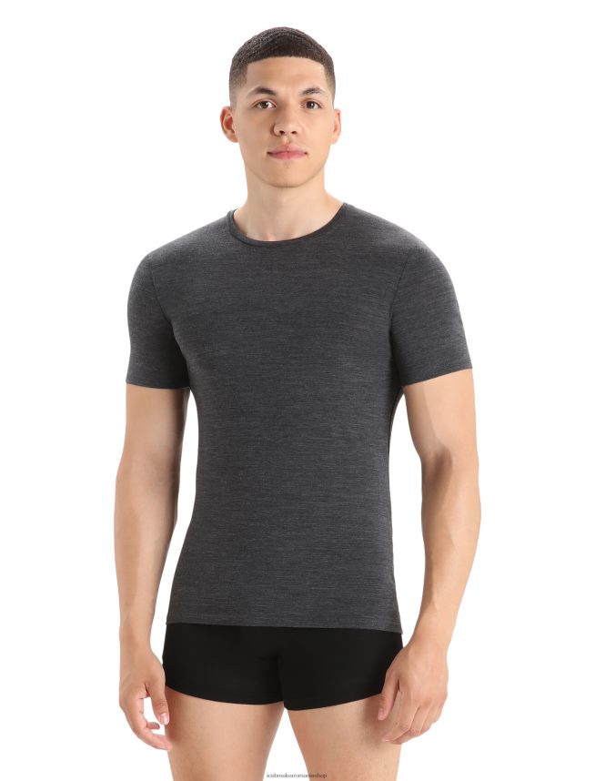 Icebreaker îmbrăcăminte jet heather bărbați tricou crewe cu mânecă scurtă din merino anatomica DL46T128