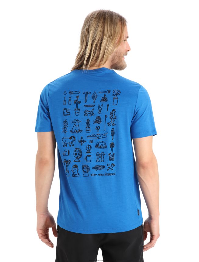 Icebreaker îmbrăcăminte lazurit bărbați Povestea tricouului cu mânecă scurtă merino tech lite ii DL46T381