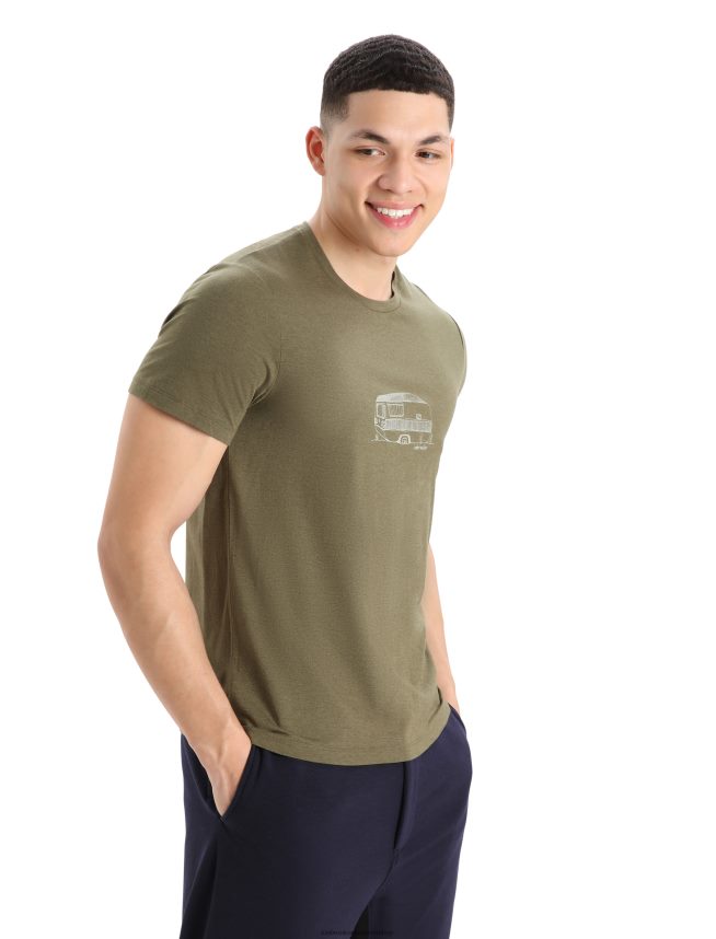 Icebreaker îmbrăcăminte loden bărbați merino central clasic tricou cu maneca scurta rulota DL46T355