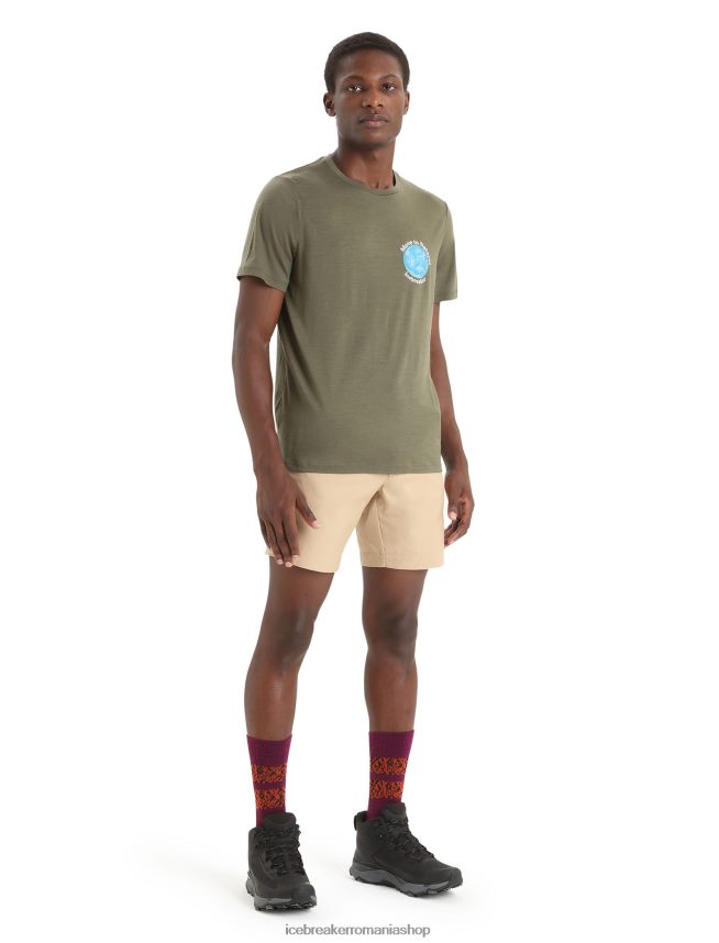 Icebreaker îmbrăcăminte loden bărbați tricou cu mânecă scurtă merino tech lite ii earth DL46T91