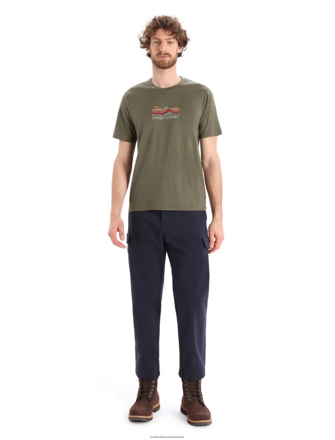 Icebreaker îmbrăcăminte loden bărbați tricou cu mânecă scurtă merino tech lite ii geologie montană DL46T384