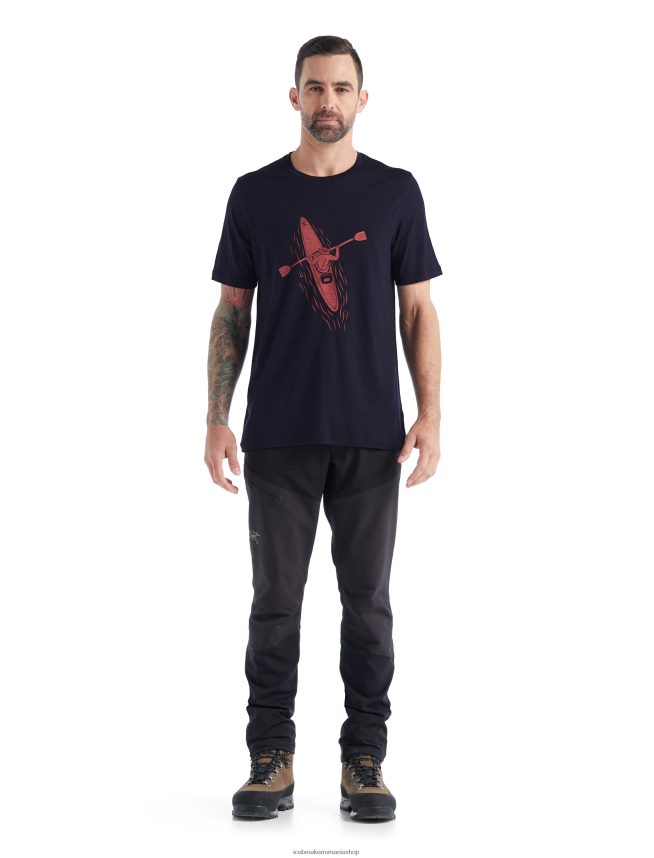 Icebreaker îmbrăcăminte marina de la miezul nopții bărbați linii de tricouri cu mânecă scurtă merino tech lite ii DL46T476