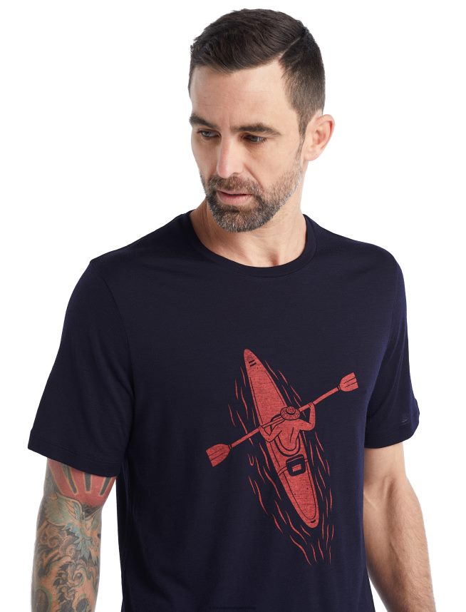 Icebreaker îmbrăcăminte marina de la miezul nopții bărbați linii de tricouri cu mânecă scurtă merino tech lite ii DL46T476