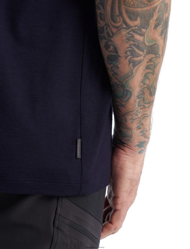 Icebreaker îmbrăcăminte marina de la miezul nopții bărbați linii de tricouri cu mânecă scurtă merino tech lite ii DL46T476