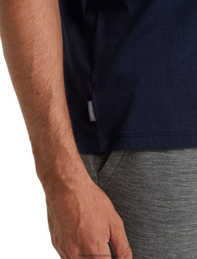 Icebreaker îmbrăcăminte marina de la miezul nopții bărbați tricou central merinos cu maneca scurta DL46T494
