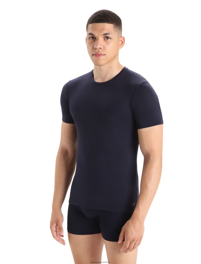 Icebreaker îmbrăcăminte marina de la miezul nopții bărbați tricou crewe cu mânecă scurtă din merino anatomica DL46T129