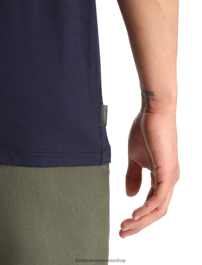 Icebreaker îmbrăcăminte marina de la miezul nopții bărbați tricou cu buzunar cu mânecă scurtă merino granary DL46T16