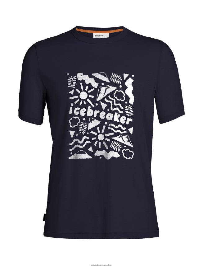 Icebreaker îmbrăcăminte marina de la miezul nopții bărbați tricou cu mânecă scurtă din bumbac tencel origini DL46T354