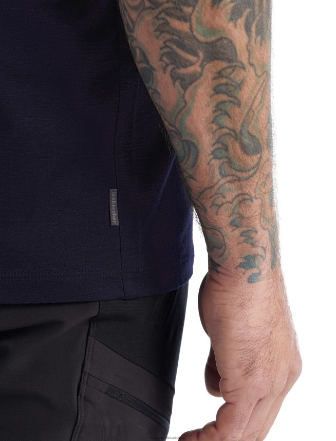 Icebreaker îmbrăcăminte marina de la miezul nopții bărbați tricou cu mânecă scurtă merino tech lite ii cu baldachin camper DL46T489