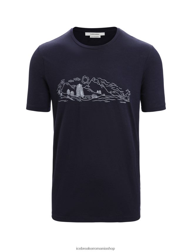 Icebreaker îmbrăcăminte marina de la miezul nopții bărbați tricou cu mânecă scurtă merino tech lite ii nature sprint DL46T55