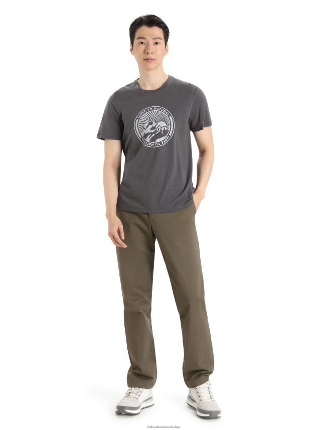 Icebreaker îmbrăcăminte muson bărbați merino central clasic tricou cu maneca scurta muta la munte natural DL46T340