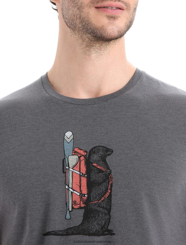 Icebreaker îmbrăcăminte muson bărbați merino central clasic tricou cu maneca scurta otter paddle DL46T62