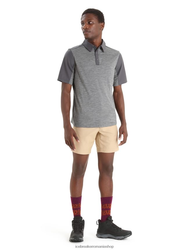 Icebreaker îmbrăcăminte muson/gritstone heather bărbați top cu mânecă scurtă merino hike DL46T87