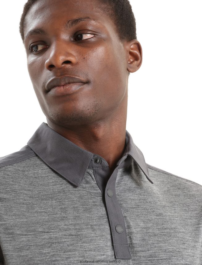 Icebreaker îmbrăcăminte muson/gritstone heather bărbați top cu mânecă scurtă merino hike DL46T87