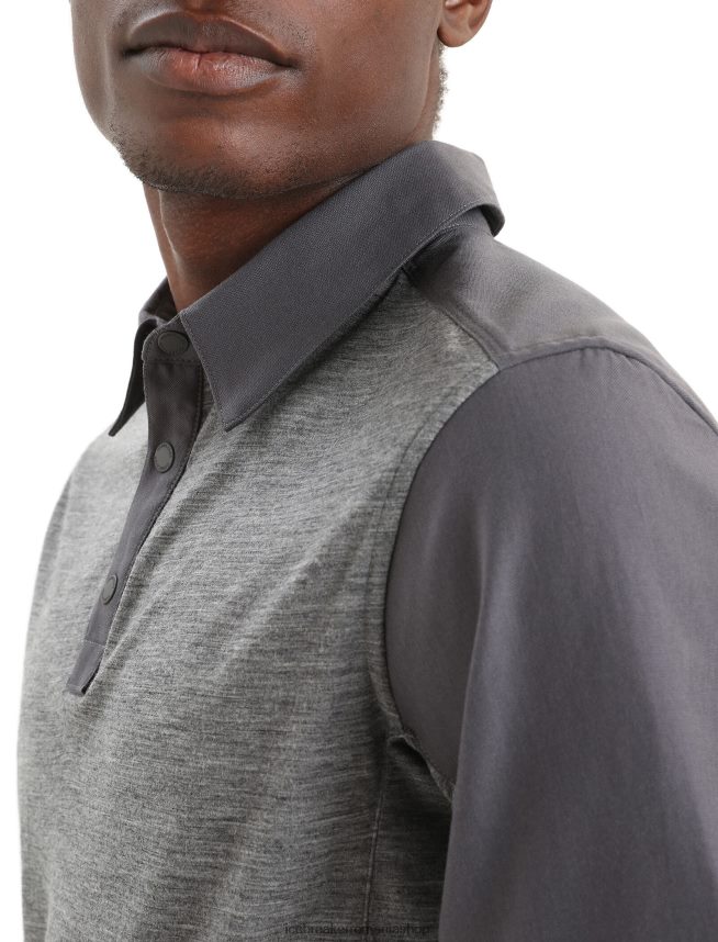 Icebreaker îmbrăcăminte muson/gritstone heather bărbați top cu mânecă scurtă merino hike DL46T87