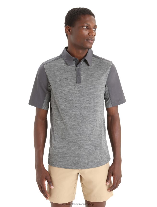 Icebreaker îmbrăcăminte muson/gritstone heather bărbați top cu mânecă scurtă merino hike DL46T87