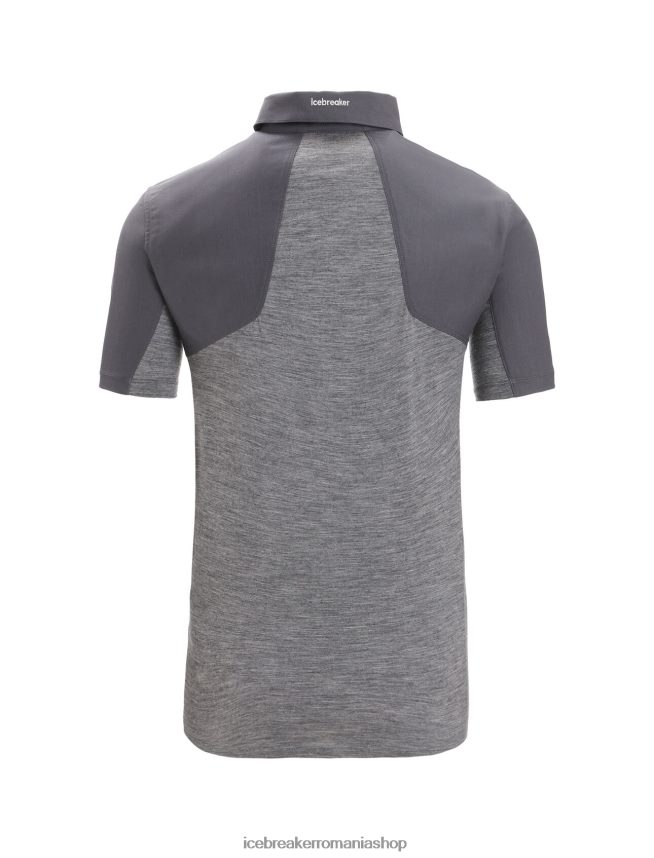 Icebreaker îmbrăcăminte muson/gritstone heather bărbați top cu mânecă scurtă merino hike DL46T87