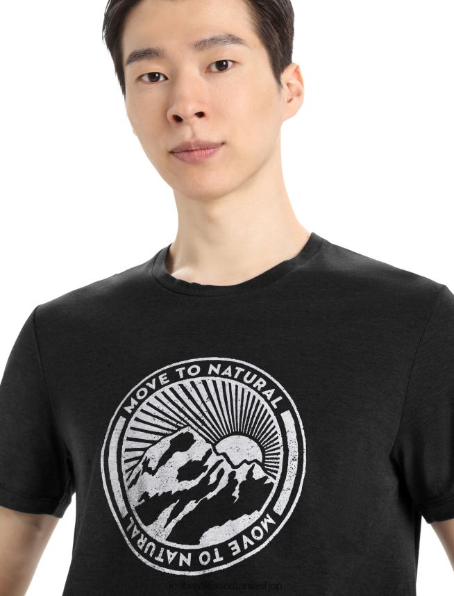 Icebreaker îmbrăcăminte negru bărbați merino central clasic tricou cu maneca scurta muta la munte natural DL46T339