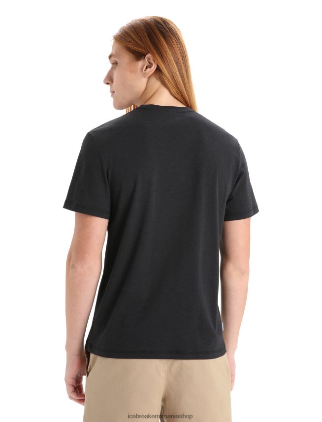 Icebreaker îmbrăcăminte negru bărbați merino central clasic tricou cu maneca scurta otter paddle DL46T60