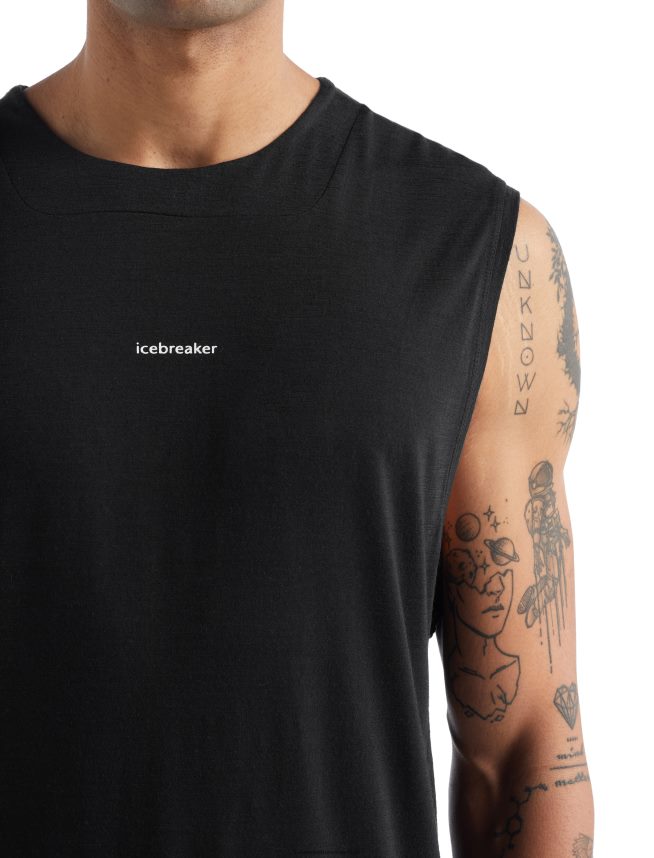 Icebreaker îmbrăcăminte negru bărbați rezervor zoneknit merinos DL46T491