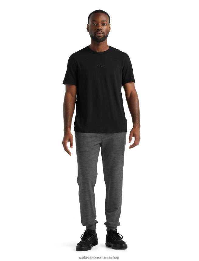 Icebreaker îmbrăcăminte negru bărbați tricou central merinos cu maneca scurta DL46T492