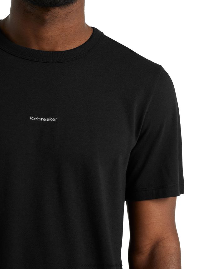 Icebreaker îmbrăcăminte negru bărbați tricou central merinos cu maneca scurta DL46T492